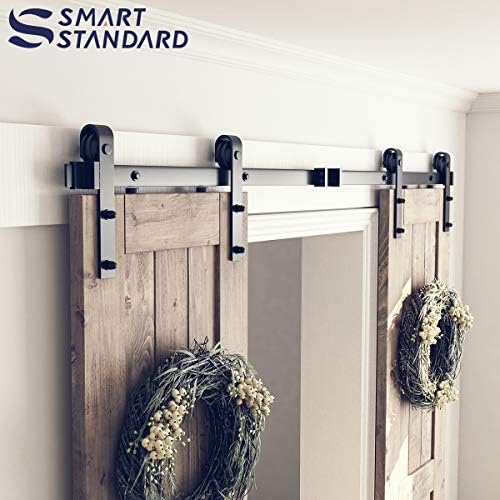 SMARTSTANDARD 6.6 FT Double Barn Door Hardware Kit, Fit 20" Wide Door Panel - Image 6