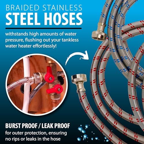 DrainX Tankless Water Heater Flushing Kit with Gallon Concentrated Vinegar, Dilutes to 4 Gallons, Heavy Duty 1/6HP Extra Strength Pump and Hoses. - Image 7