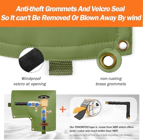 Backflow Preventer Insulation Cover for Vacuum Breaker, 13"W x 12"H, Green - Image 6