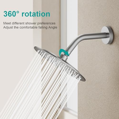All Metal 8Inch Rain Shower Head - Heavy Duty Stainless Steel, Easy Install, High Water Flow, Ultra-Thin Modern Design for Bathroom (Brushed Nickel) - Image 7