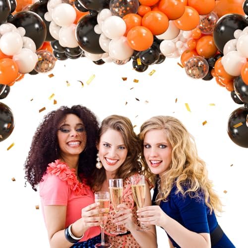 136pcs Black Orange White Balloon Garland Kit - 18/12/10/5 Inch Balloons - Image 7