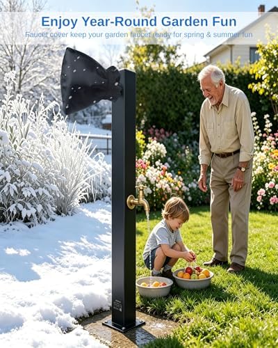 Outdoor Faucet Covers for Winter Freeze Protection, Upgraded Thicken 8.5" H x 6.1" W Outside Garden Faucet Socks for Winter Waterproof Reusable Hose Bibs Insulated Spigot Cover, 4 Pack Black - Image 6
