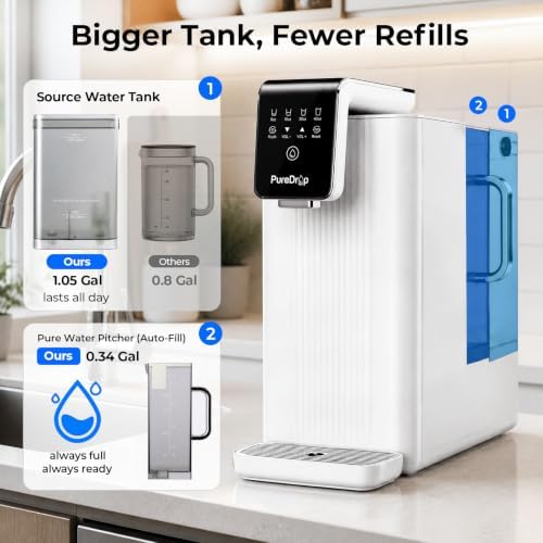 PureDrop PDR-100RCP Countertop RO Water Filter with Auto-Fill Pitcher - Image 7