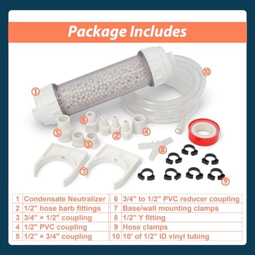 804000074 Condensate Neutralizer Kit Compatible with Rinnai Tankless Water Heater Efficient Boilers, Acidic Condensate Neutralizer Avoids Pipe Damage - Image 7