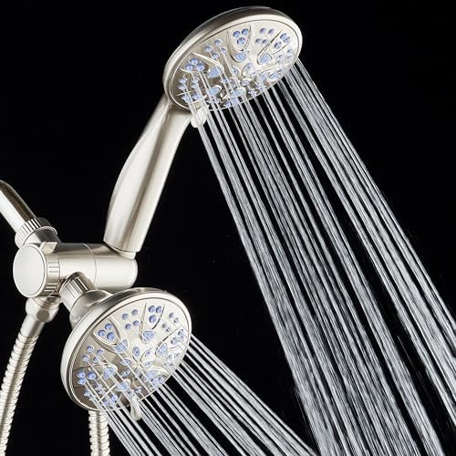 AquaDance Antimicrobial/Anti-Clog High-Pressure 30-setting Dual Head Combination Shower with Nozzle Protection from Growth of Mold, Mildew & Bacteria for a Healthier Shower – Sunset Blue - Image 7