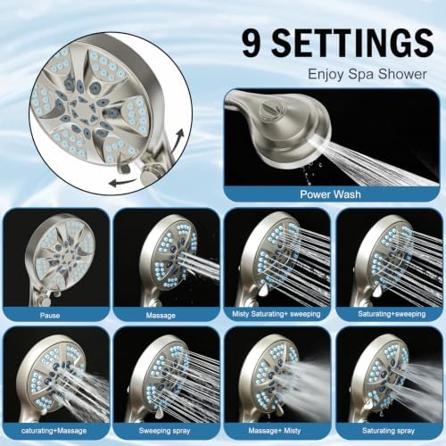 BESAQUO 9 Settings High Pressure Filtered Shower head with Handheld - Image 6