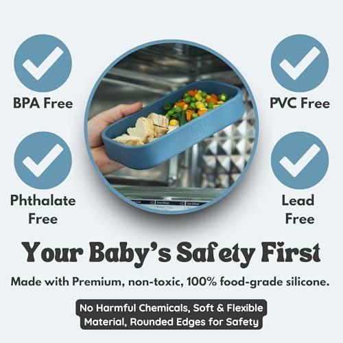 Baby Travel Feeding Set with Silicone Suction Plates, Dark Blue Small - Image 7