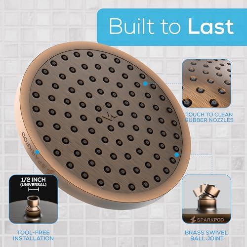 SparkPod Rain Shower Head, 8 Inch Round, Vintage Oil-Rubbed Bronze Finish - Image 6