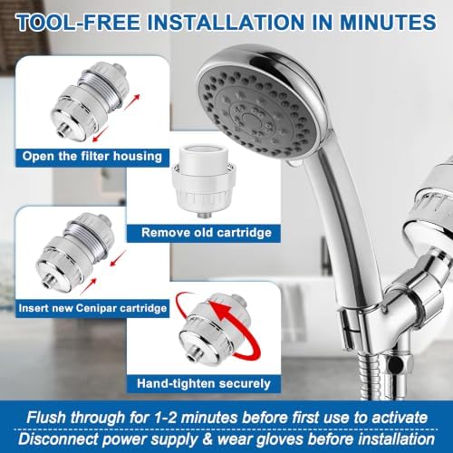 4 Pack 15 Stage Shower Filter Replacement Cartridge Filter with Vitamin C Shower Head Replacement for Hard Water by Cenipar - Image 6