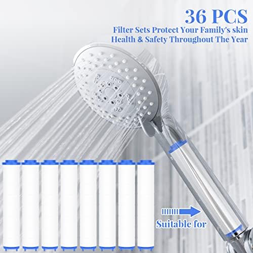 Macarrie 36 Pcs Shower Head Filters 3.7 Inch PP Cotton Filter Cartridge Filter High Pressure Handheld Turbo Fan Shower Heads Filter for Detachable Propeller Jet Sets - Image 6