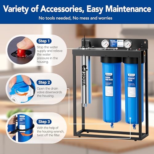 WF3-03 3-Stage Free-Standing Whole House Water Filtration System, UV Filter Included, Reduces Heavy Metals (Lead, Mercury, Arsenic, Cadimum, Chromium), PFAS, Chlorine, Sediment, Odor, and VOC’s - Image 7