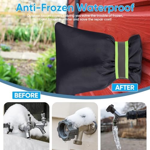 6 Pack Outdoor Faucet Covers for Winter - Pro 6.7"W x 8.3"H Outdoor Water Faucet Cover Socks for Winter Freeze Protection Pipe Insulation Reusable Waterproof Insulated Spigot backflow Cover,Black - Image 6