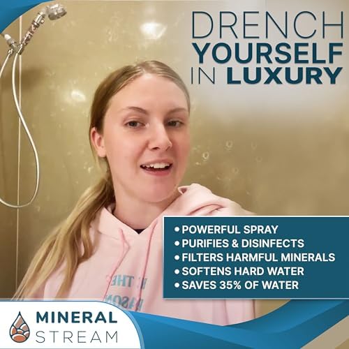 MineralStream Ionic Shower Head 2.0 + Hose | Ecowater Spa Showerheads for Dry Hair & Skin | 3 Settings High Pressure Water Saving Showerhead with Filter Beads - Image 7