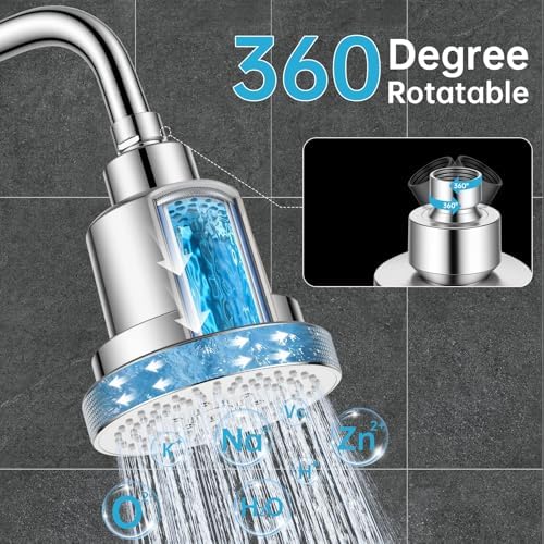 Aquaronvie Shower Head with Shower Filter, Filter Shower Head Chrome - Image 7
