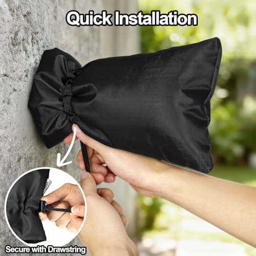 Enlarge Outdoor Faucet Cover for Winter Freeze Protection, 3M Thinsulate, 10"H x 6.3"W Hose Bib Covers for Wall Taps Outside, Waterproof & Frost Free Insulated Spigot Cover, 6 Pcs Faucet Socks - Black - Image 6