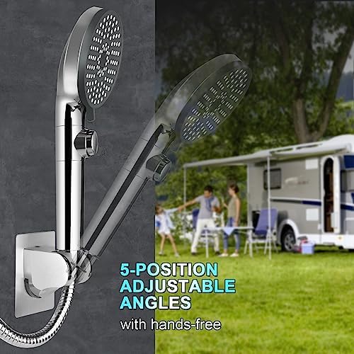 RV Shower Head with Hose, High Pressure 5 Mode Shower head Replacement, Showerheads for RV/Campers, Travel Trailer, Motorhome for Water Saving, Handheld Shower Head Holder and Hose, On Off Switch - Image 6