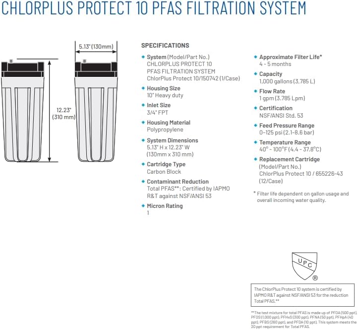 Pentair Pentek ChlorPlus Protect 10 Carbon Block Water Filter - Image 6