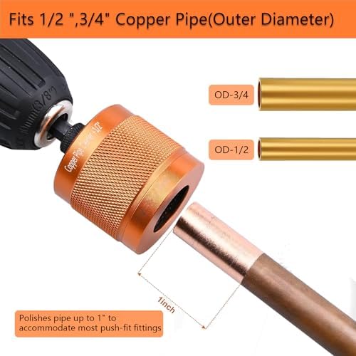 1/2" & 3/4" Metal Copper Pipe Cleaner Set,with 1/4 Hex Shank,Each Additional 4PCS Replaceable Blades are Provided,for Cleaning Rust, Stains, Paint on Copper Pipes and Various Metal Pipes - Image 6