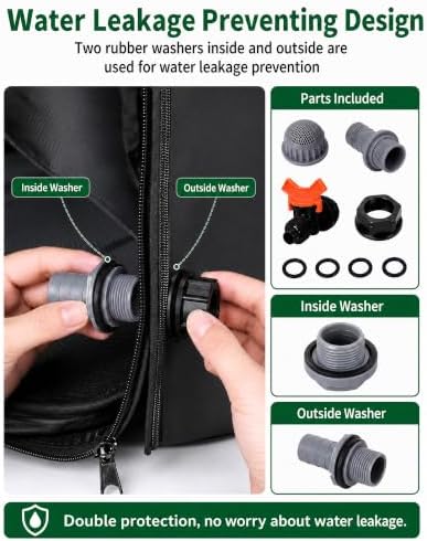50 Gallon Collapsible Rain Barrel, Portable Rainwater Collection System, Rain Catcher Barrel with Spigots and Overflow Kit, Rain Water Barrel Collector for Garden, Black - Image 7