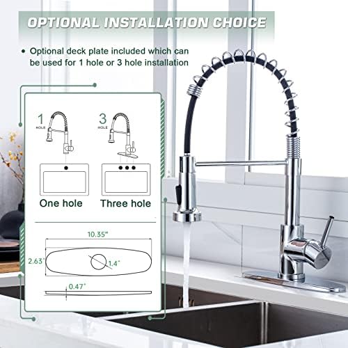 WEWE Pull-Down Kitchen Faucet, 2-Mode Sprayer, Polished Chrome, High Arc - Image 6