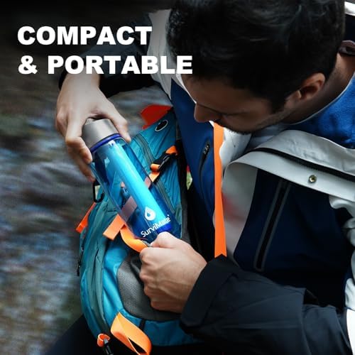 SurviMate Purified Water Bottle for Camping, Hiking, Backpacking and Travel, BPA Free with 5-Stage Intergrated Filter Straw - Image 6