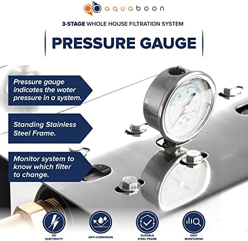 Aquaboon 3-Stage Whole House Water Filter System with 5 Micron 20x4.5 Reducing Sediment and KDF Heavy Metals Water Filter Purification Cartrige with Replacement Set - Image 7