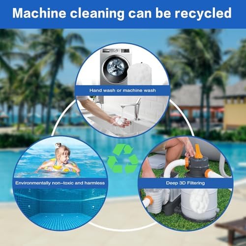1.54 Lbs Pool Filter Balls, Eco-Friendly Filter Balls for Swimming Pool Sand Filters, Lightweight and Reusable Fiber Ball, Replace 50 lbs Pool Filter Sand (1.54, Pounds) - Image 6