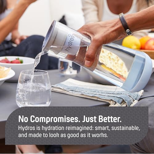 Hydros Water Filter Pitcher, 40 oz Slim Design, Patented Fast Flo Tech, Dishwasher Safe, Fills in Just 40 Seconds, BPA Free, 5 Cup Capacity, Grey - Image 6