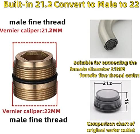 Faucet Adapter, Sink Hose Attachment for Kitchen, Bathroom, Garden Faucet (Built-in 21/25"-27T transform male 55/64"-27T) - Image 2