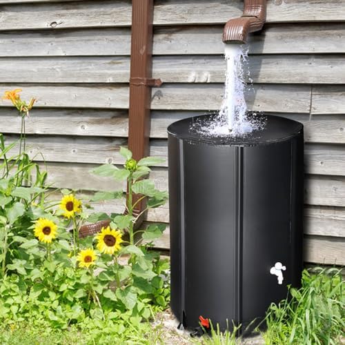 Outvita 100 Gallon Collapsible Rain Barrel, Garden Water Storage Tank, Portable Folding Rainwater Collector, Water Catcher with Filter Overflow Kit Faucet Black - Image 7
