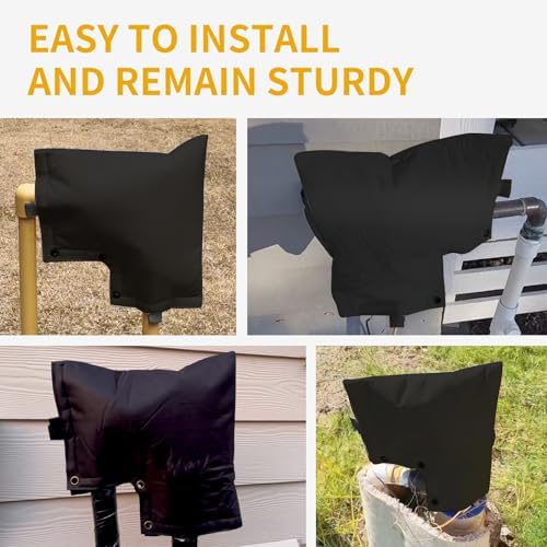 Backflow Preventer Cover Insulated Pouch, Sprinkler Valve Cover Insulated, Pipe Insulation Cover, Protects from Severe Snow and Intense Sun, Winter Water Well Pump Covers (Black 13" W×12" H) - Image 6