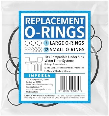 Impresa 15-Piece O-Ring Variety Pack for Water Filters - Compatible with Aquasana Claryum AQ - Black Silicone - 5300 Under Sink Water Filter System - Pre-Lubricated Leak-Sealing O Rings - Image 7