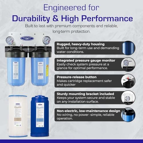 Crystal Quest Compact Whole House Water Filter, Smart Series (3-6 GPM | 1-2 People) with System Stand - Image 7