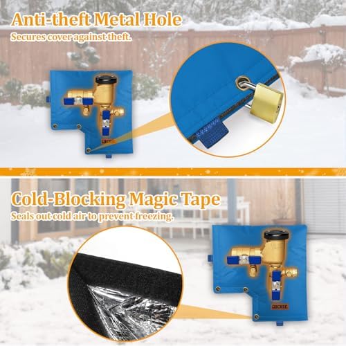 Backflow Preventer Insulated Cover (5°F) for Winter Freeze Protection, 13" W x 12" H Thickened Pressure Vacuum Breaker & Well Pump Cover, Outdoor Waterproof Insulation Pouch for Sprinkler Valve, Blue - Image 7