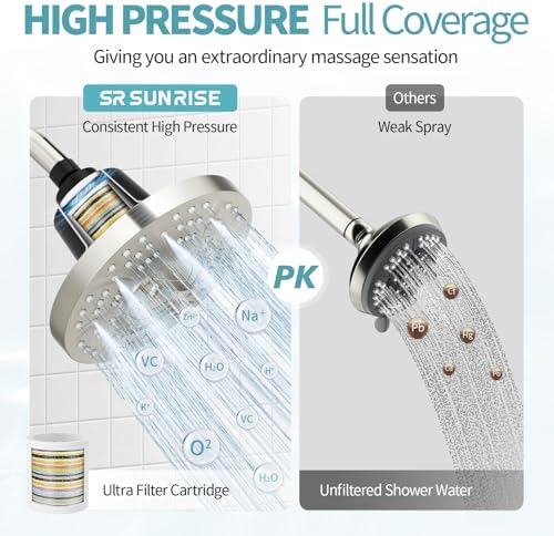 SR SUN RISE 7-Inch Filtered Shower Head,High Pressure Spray,Brushed Nickel - Image 6