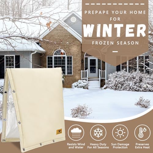 Backflow Preventer Insulation Cover - 2 Way Opening Pipe Insulation Cover for Irrigation Valve, Sprinkler Cover for Outside - Winter Freeze Protection Backflow Cover - 36" W x 24" H, Beige - Image 7