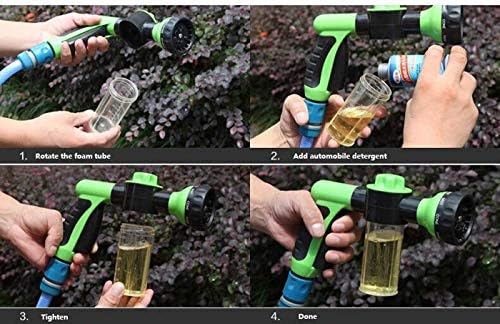 Garden Hose Nozzle Adjustable Hose Spray Nozzle High Pressure 8 Watering Pattern with 3.5Oz Soap Sprayer Power Garden Water Hose Foam Nozzle Sprayer for Car Washing Pet Shower Black - Image 7