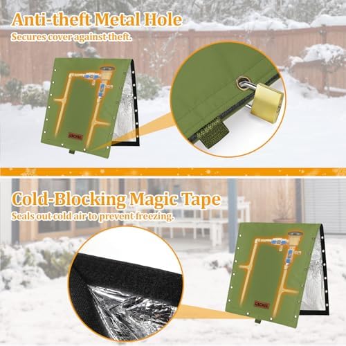 RICHIE 3-Way Opening Backflow Preventer Cover (5°F) Heavy-Duty 5-Layer Insulated Enclosure, All-Weather Protection for Outdoor Pipe, Irrigation Sprinkler Valve, Well Water Pump, 24" Wx24 H Green - Image 7