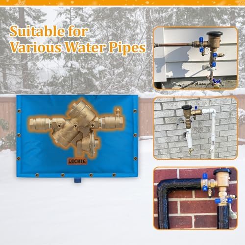 Backflow Preventer Insulated Cover (5°F) for Winter Freeze Protection, 21" W x 16" H Thickened Pressure Reducing Value & Well Pump Cover, Outdoor Waterproof Insulation Pouch for Sprinkler Valve, Blue - Image 7
