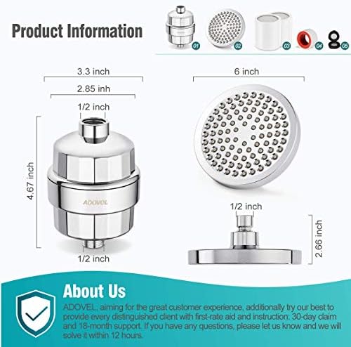 ADOVEL High Output Shower Head & Hard Water Filter, 15-Stage Shower Filter - Image 7