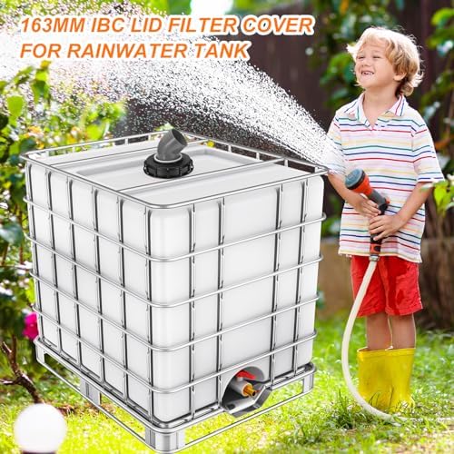 PATIKIL 45° IBC Lid Filter Cover 163mm Plastic Ton Barrel Cover with Washable Nylon Filter IBC Tote Hose Adapter IBC Tank Container for Rainwater Tank Rain Tank 1000L IBC Tank, Black Gray - Image 6
