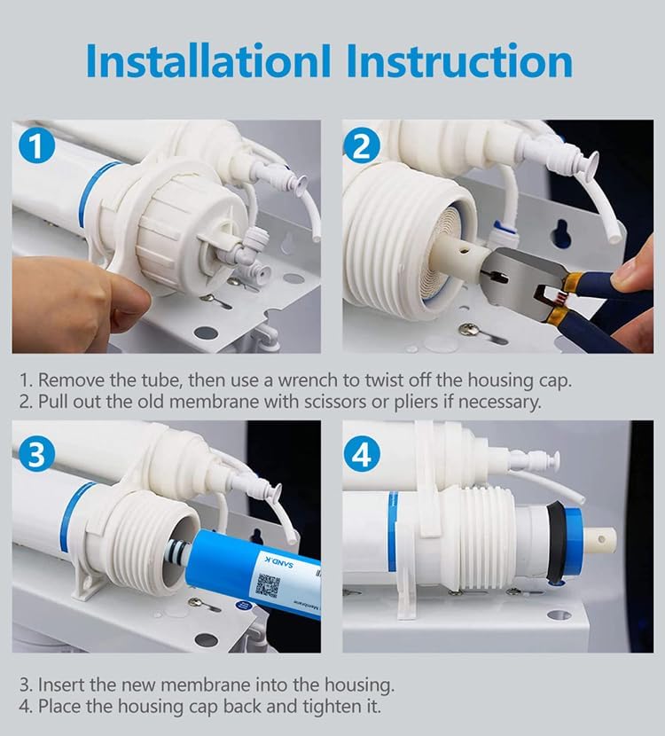 Reverse Osmosis Membrane 100GPD Water Filter Replacement for Reverse Osmosis System 11.75"x2" Under Sink RO Drinking Purify for House - Image 6