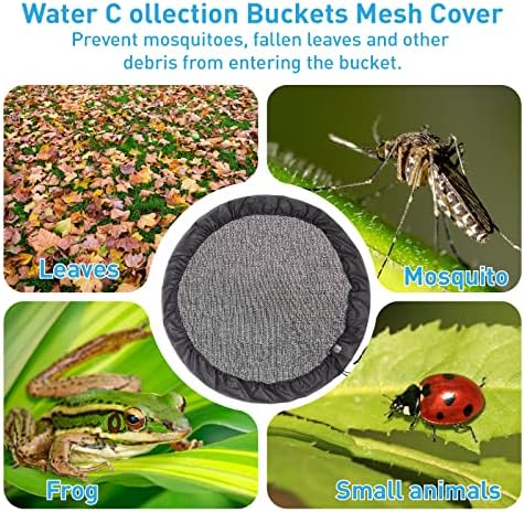 3 Pieces Mesh Cover for Rain Barrels with Drawstring, Water Collection Buckets Tank Protector, Rainwater Bucket Netting Screen Cover for Outdoor Garden, 37.4 Inches, Black - Image 6