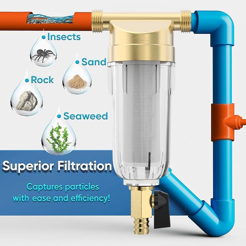 40 Micron 3/4" Sediment Filter, Filters For Well Water,Sediment Water Filter,Spin Down Whole House for Water,Washing Machine Filter Free - Image 6