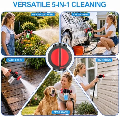 Dog Washing Hose Attachment & Pet Grooming Kit, Dog Bath Sprayer Nozzle with Soap Dispenser, Deshedding Comb, Silicone Massage Brush, Wash Mitt, Heavy Duty Garden Hose Dog Wash Set - Image 6