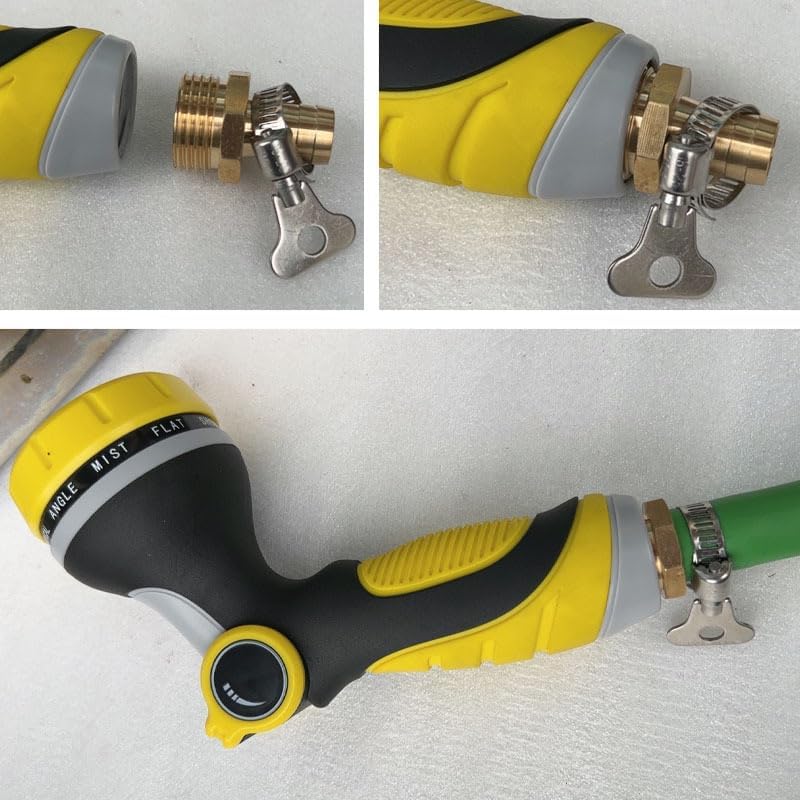 Garden Hose Adapter Swivel Fitting, 5/8" Barb x 3/4" GHT Connector,Heavy Duty Brass Hose Connectors with Stainless Clamps for Watering System Outdoor Faucet (Male+Female) - Image 7