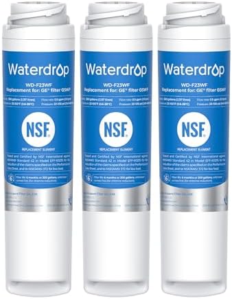 Waterdrop GSWF Refrigerator Water Filter, Replacement for GE® GSWF, 3 Pack by Waterdrop