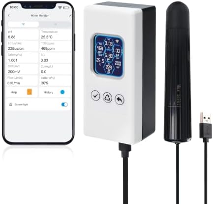 Smart Water Quality Tester Wireless WiFi Multi-Parameter Water Quality Meter for pH/ORP/TDS/EC/Salinity/SG/Temp Monitoring Real-Time Alerts with App Connection for Aquarium, Saltwater Nano Fish Tank by DANOPLUS