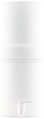 Boroux Compact Gravity-Fed Countertop Stainless Steel Water Filter System | 1.8 Gallons with 2 Authentic Black Foundation. Filters | Matte White by Boroux
