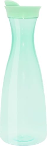 OGGI Clear Carafe w/Flip Open Lid - Ideal Juice Bottle, Clear Pitcher with Lid, Tea Pitcher, Water Carafe, 1.6 Lt(54Oz), Green Tint (Pack of 6) by Unknown